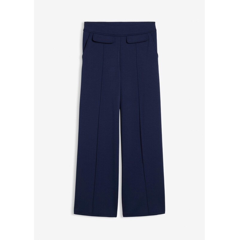 bonprix Nohavice Bootcut z lesklého viskózového mixu, farba modrá 66230169