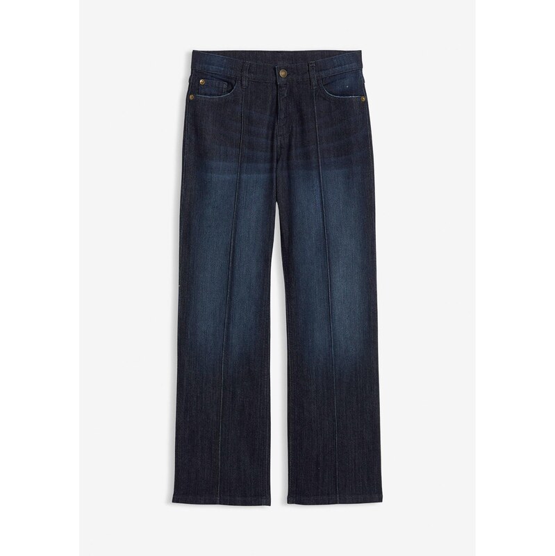bonprix Džínsy wide-leg, stredná výška pásu, farba modrá 66230195