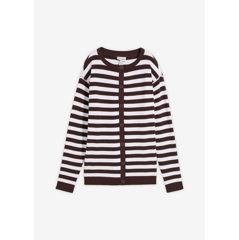 bonprix Jemne pletený sveter, okrúhly výstrih, farba hnedá 66230257