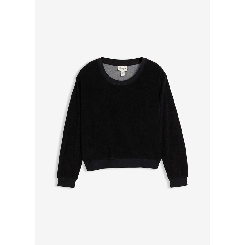 bonprix Mikina z mäkkého froté, farba čierna 66230255