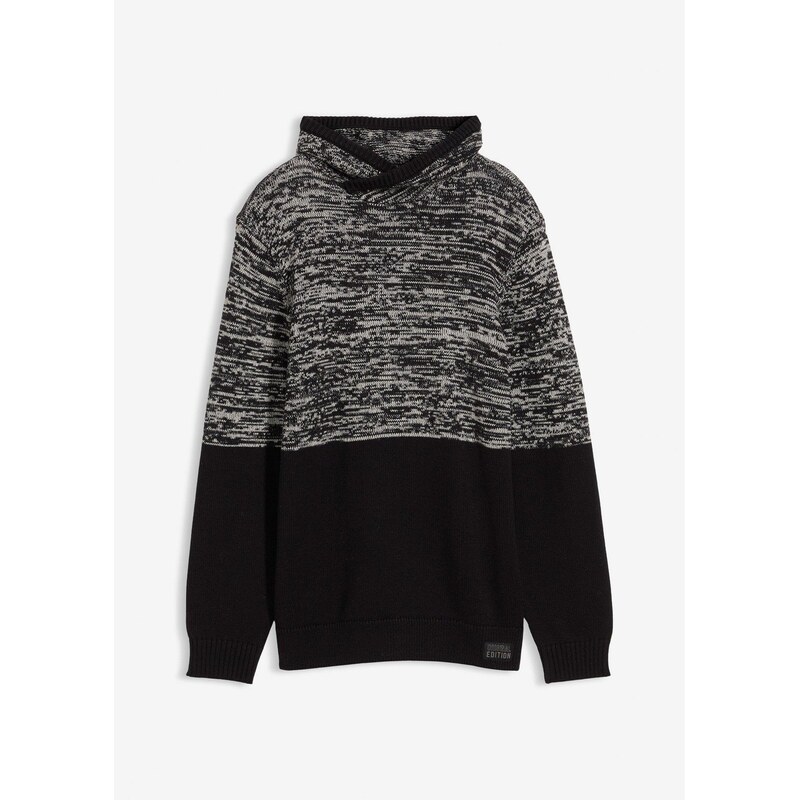 bonprix Pulóver so šálovým golierom, farba čierna 66230266