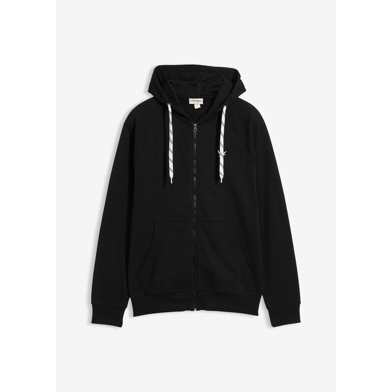 bonprix Mikina s kapucňou a kontrastnými prvkami, farba čierna 66230271