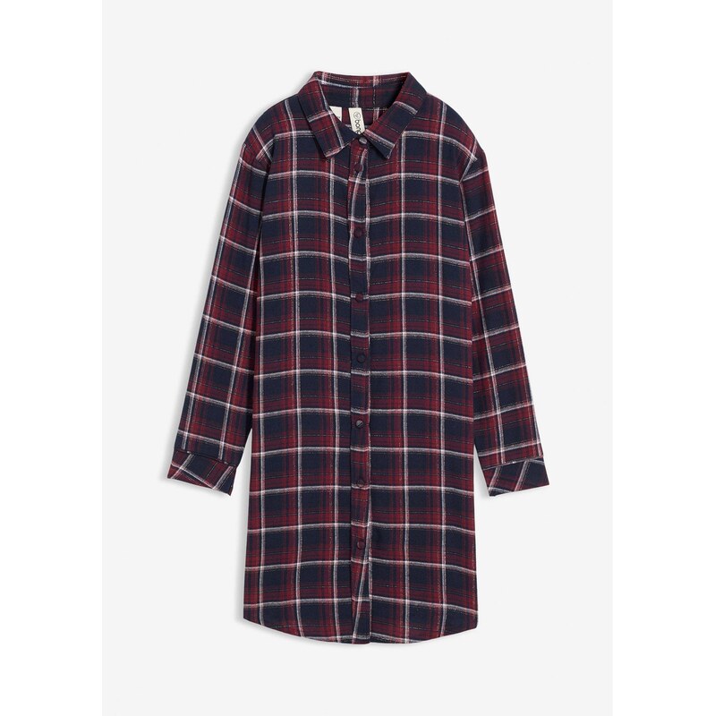 bonprix Nočná košeľa z mäkkého flanelu, na gombičky, farba červená 66230317