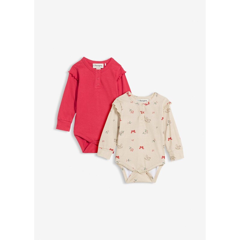 bonprix Vianočné body z mäkkej bio bavlny (2 ks), farba červená 66230348