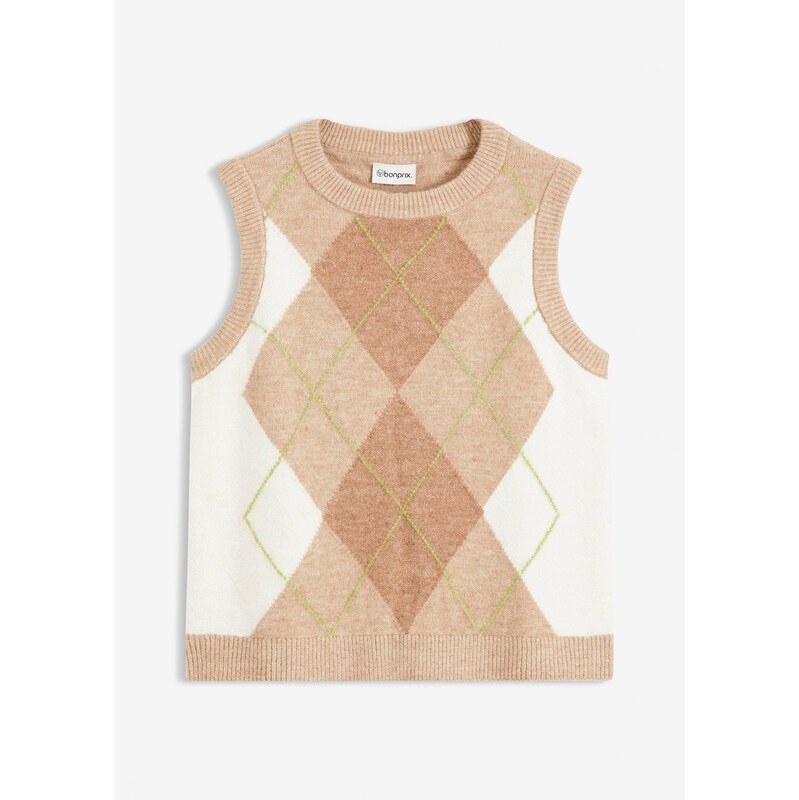 bonprix Pletená vesta, farba béžová 66230359