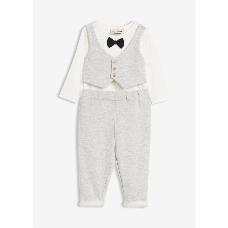 bonprix Body vesta, nohavice, motýlik (3-dielna súprava), z bio bavlny 66230354