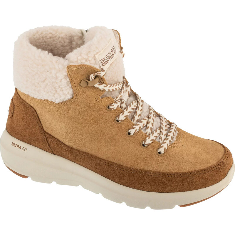 Svetlohnedé dámske semišové zimné topánky Skechers Glacial Ultra - 66231556
