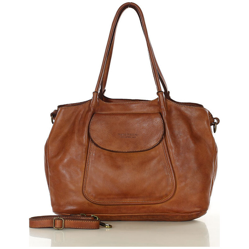 MARCO MAZZINI Hnedá kožená kabelka v86a 18650871