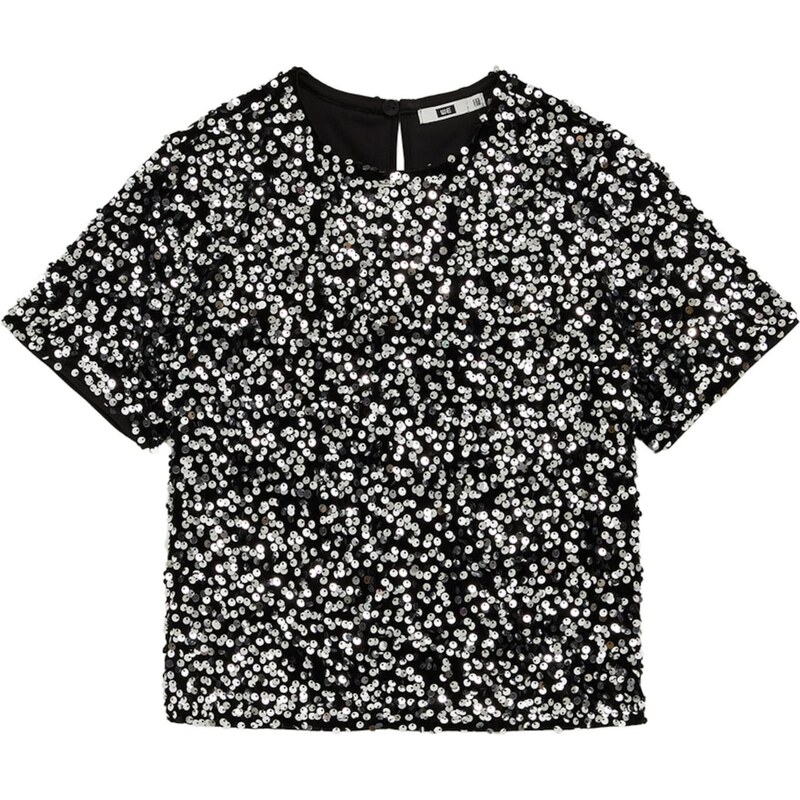 WE Fashion Tričko čierna / strieborná 66238219