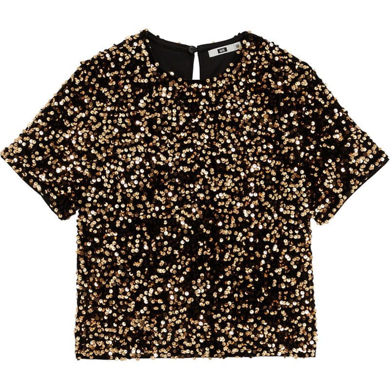 WE Fashion Tričko zlatá / čierna 66238221