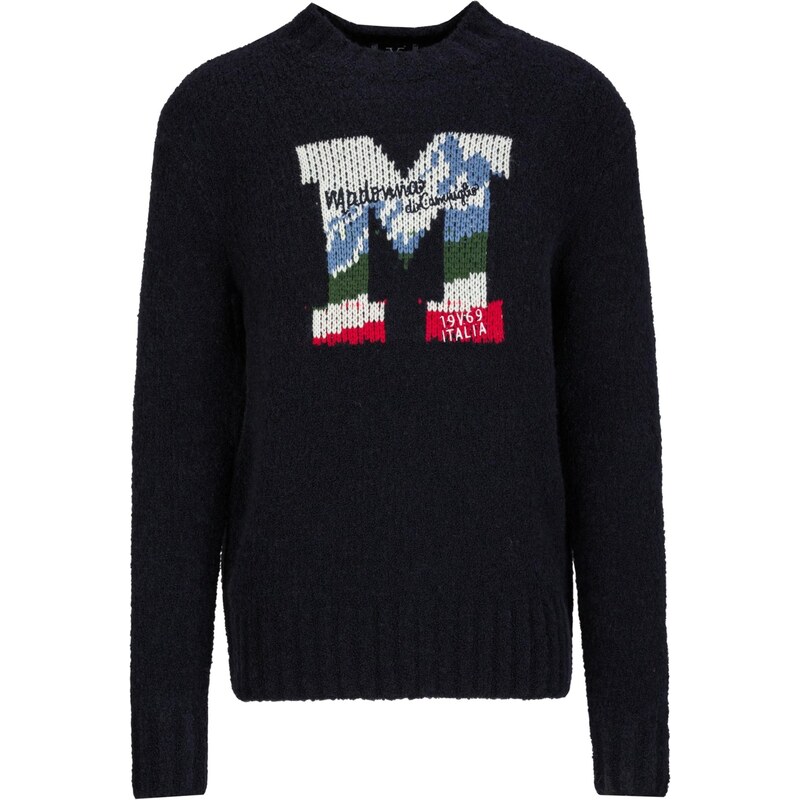 19V69 ITALIA Sveter Enrico Wintergames modrá / zelená / červená / 66238241