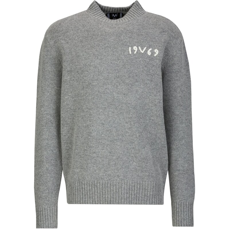 19V69 ITALIA Sveter Anteo sivá melírovaná / biela 66238258