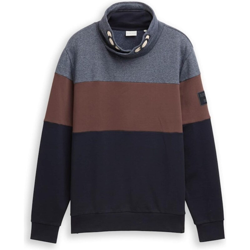 TOM TAILOR Mikina námornícka modrá / modrá melírovaná / hnedá 66238350