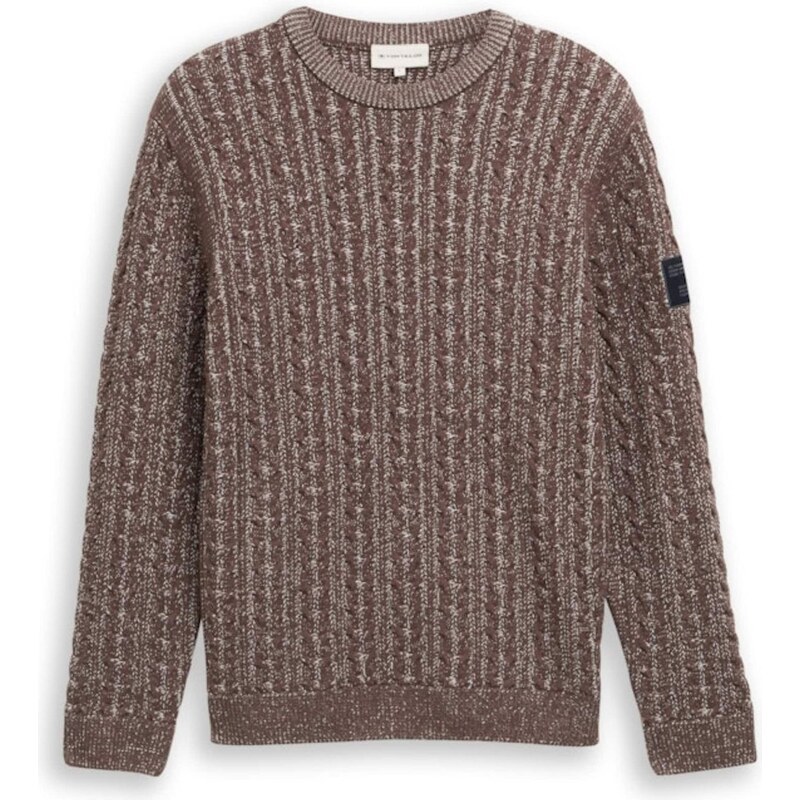 TOM TAILOR Sveter hnedá / čierna / šedobiela 66238345