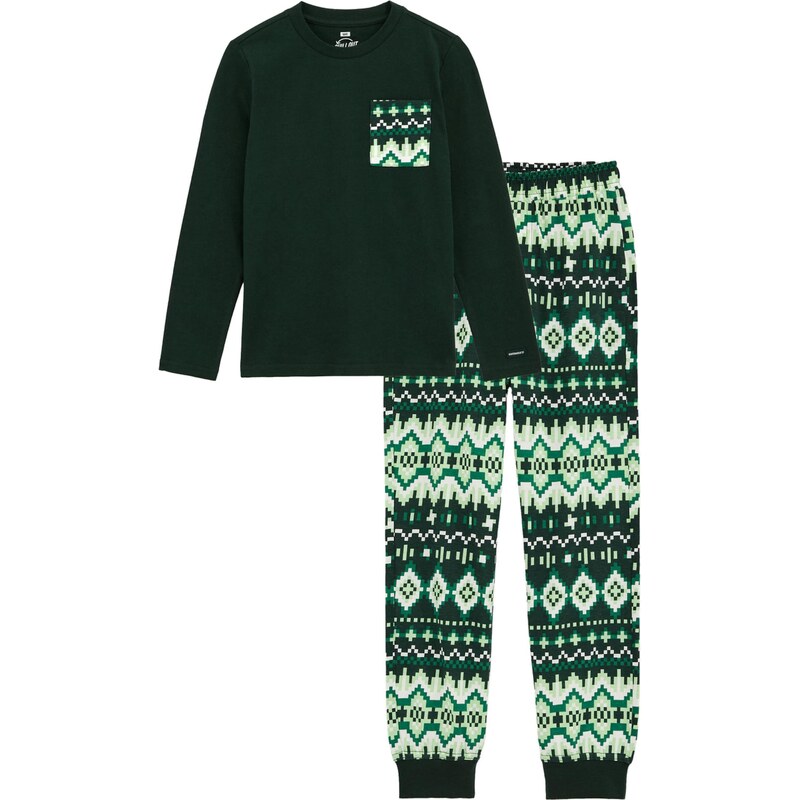 WE Fashion Pyžamo smaragdová / mätová / tmavozelená / biela 66238492