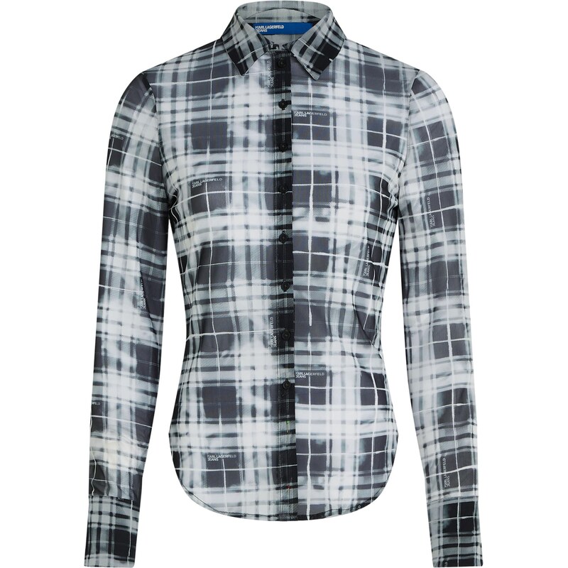 KARL LAGERFELD JEANS Blúzka Check Mesh čierna / biela 66239942