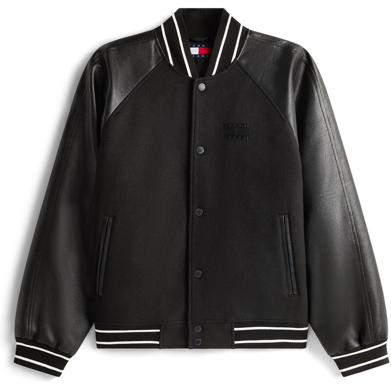Tommy Jeans Prechodná bunda Varsity čierna / biela 66240347