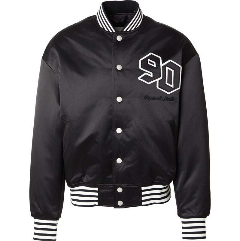 JACK & JONES Prechodná bunda JORMEADOWS čierna / biela 66240930