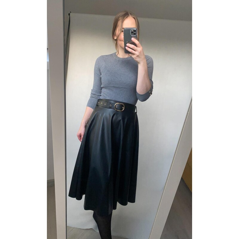 modnenakupy.sk Dlhá koženková sukňa s opaskom POLLY 66238795