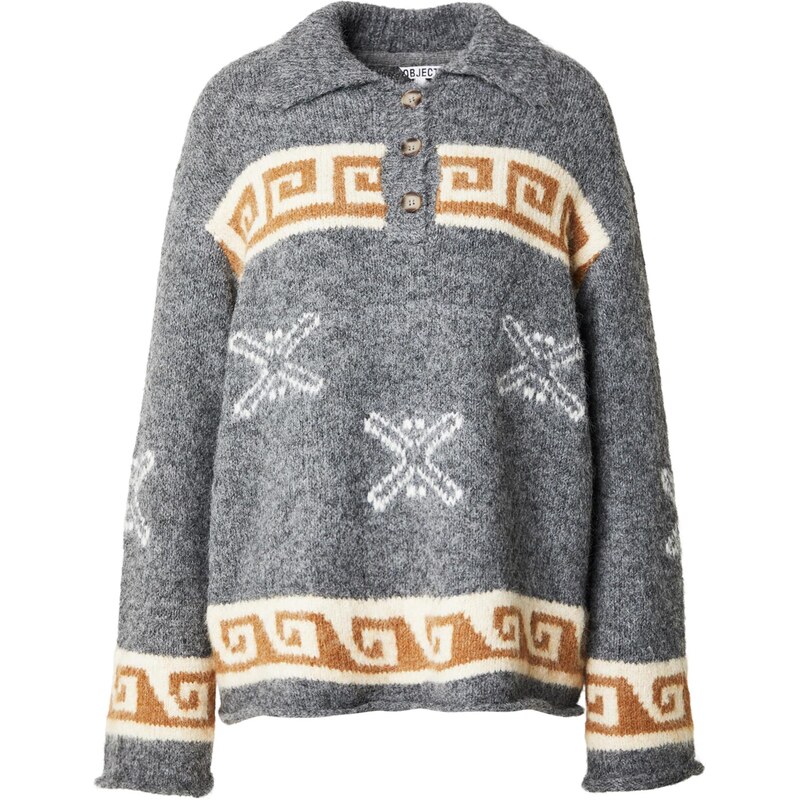 OBJECT Sveter OBJGalia krémová / hnedá / sivá melírovaná / biela 66257677