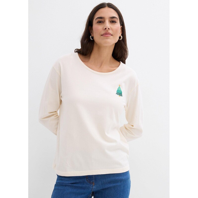 bonprix Tričko s dlhým rukávom z čistej bio bavlny, farba béžová 66229658