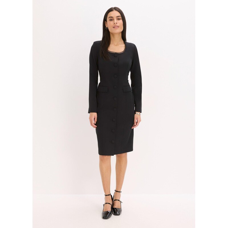 bonprix Blejzrové šaty s čipkou, farba čierna 66229848