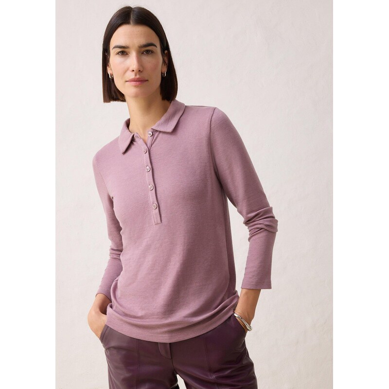 bonprix Polo tričko s podielom vlny, farba fialová 66229850