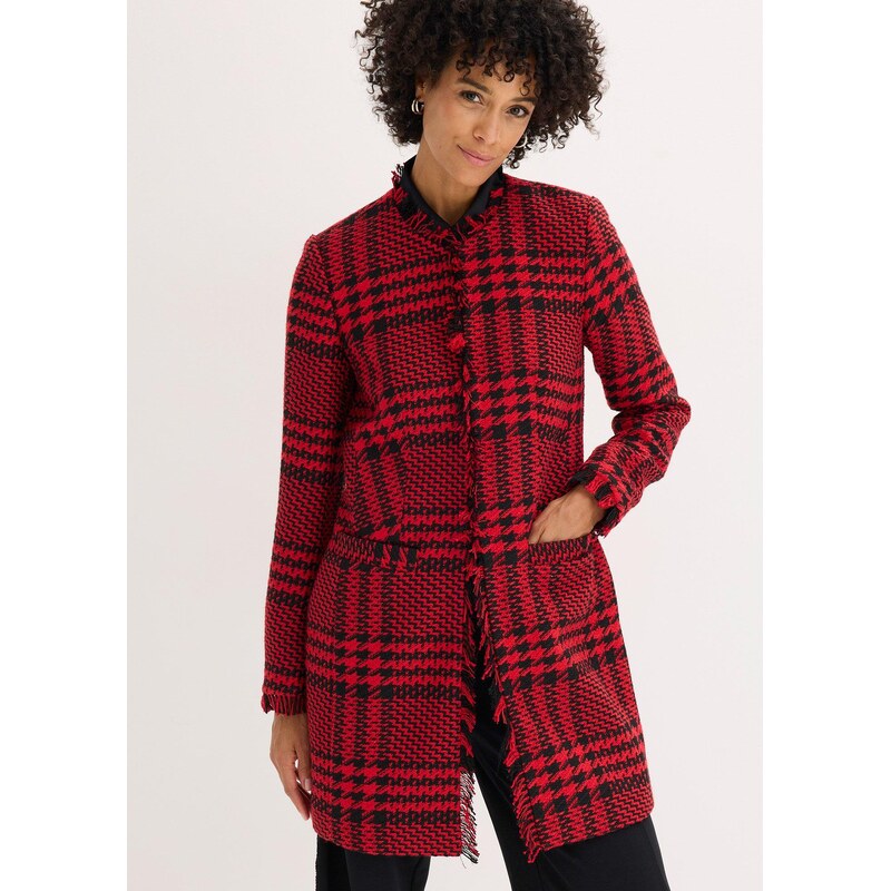 bonprix Dlhý blejzer z buklé, farba červená 66229978