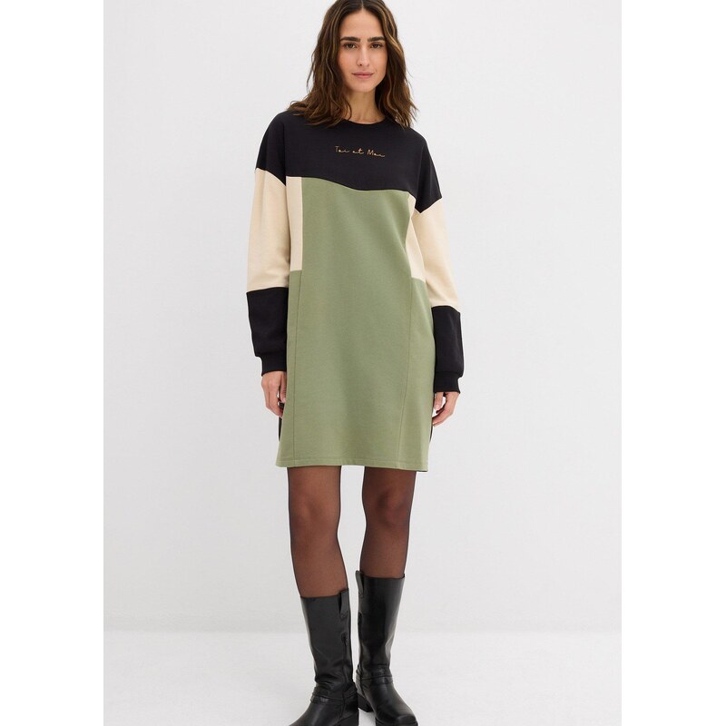 bonprix Mikinové šaty z čistej bavlny, farba zelená 66230294