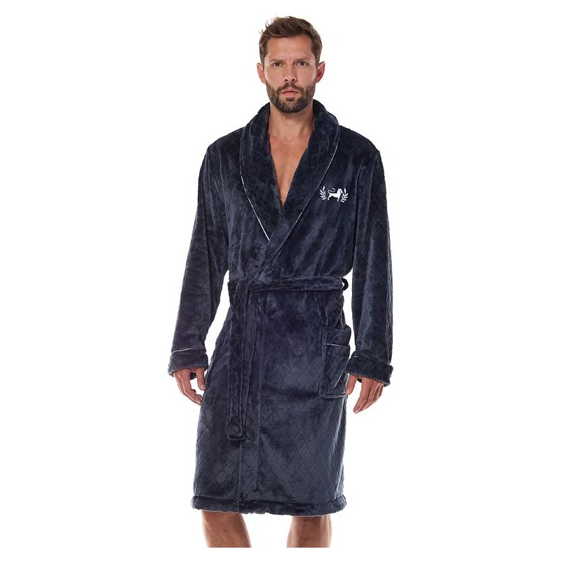 L&L Pánsky župan Ready II sivý s vytlačeným vzorom 66247094