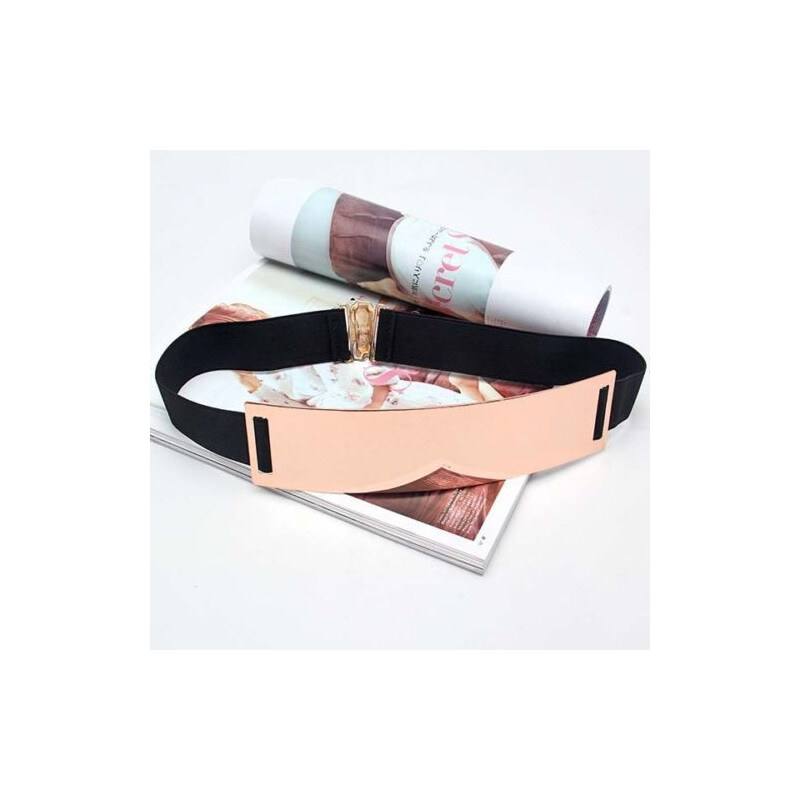 Lifestyle Zlatý široký kovový dámský opasok Zlato čierny 65221265