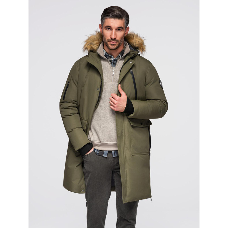 Ombre Alaskan mens winter jacket with detachable fur from the hood - 50608194