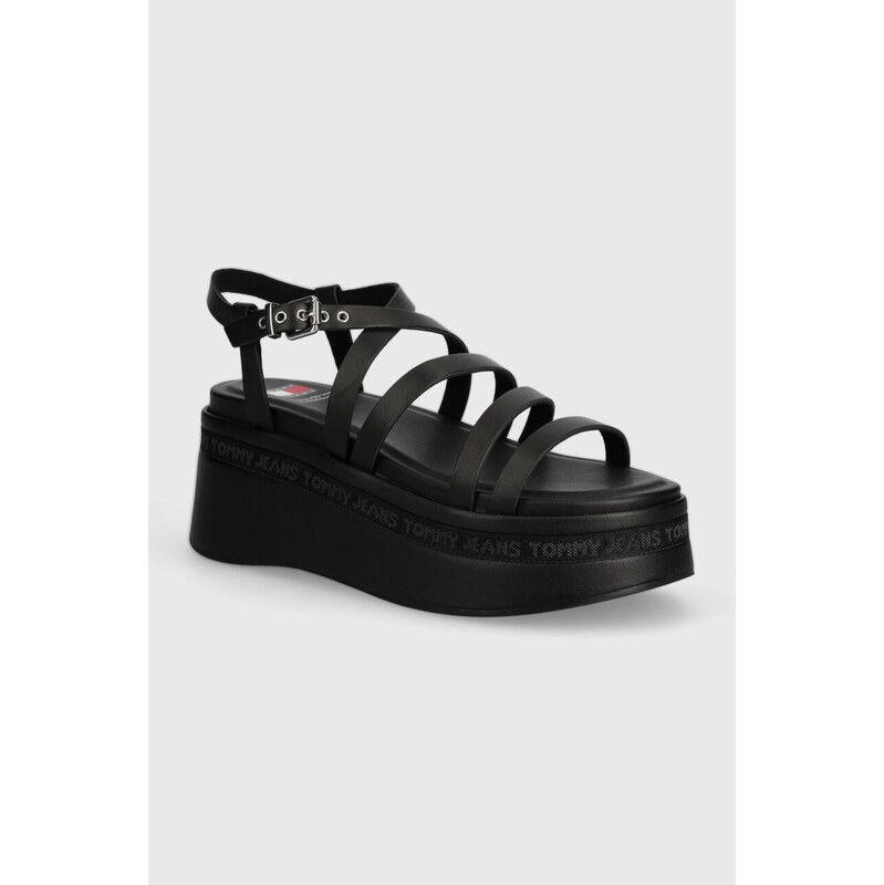 Kožené sandále Tommy Jeans TJW STRAPPY WEDGE SANDAL 50913788