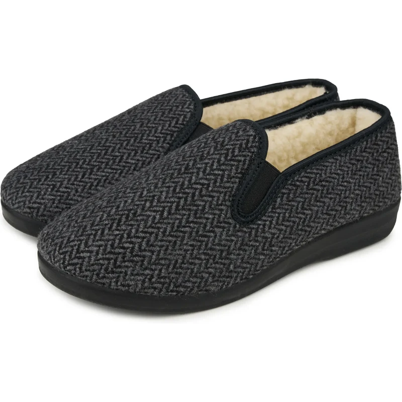 Vlnka Pánske protišmykové papuče s ovčou vlnou Merino sivá veľkosti 66405283