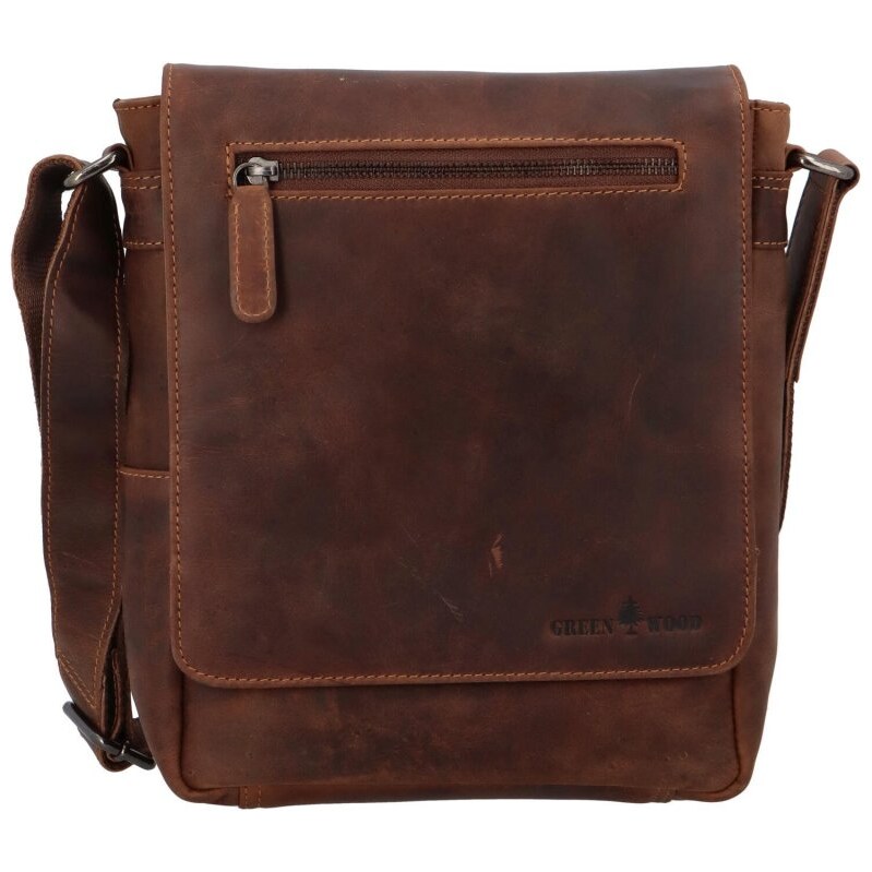 Greenwood Pánska kožená taška cez rameno Sorbon hnedá 66247306