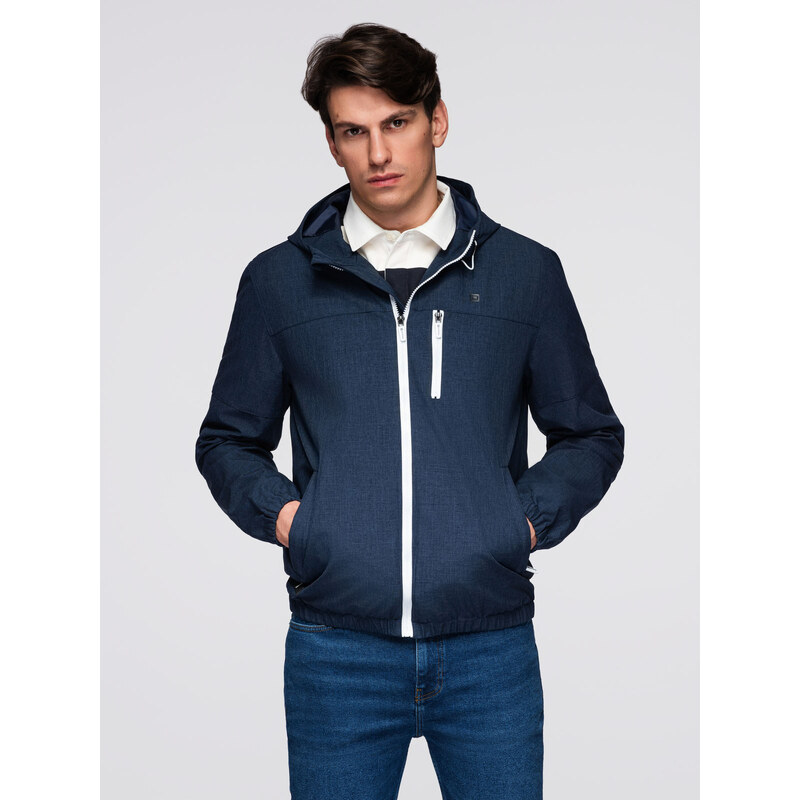 Ombre Mens lightweight sports jacket with fleece lining - navy blue 64782405