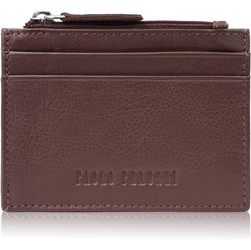 Paolo Peruzzi Kožené puzdro na karty s vreckom na zips RFID | koňak AY 66248222