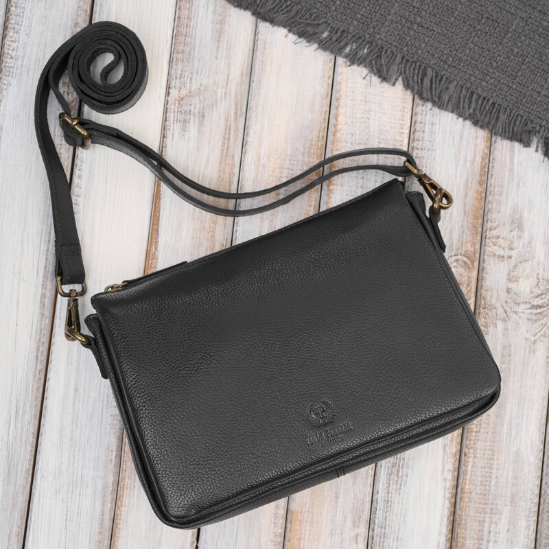 Paolo Peruzzi Dámska kožená taška cez rameno kompaktná | čierna IM-04 66248233