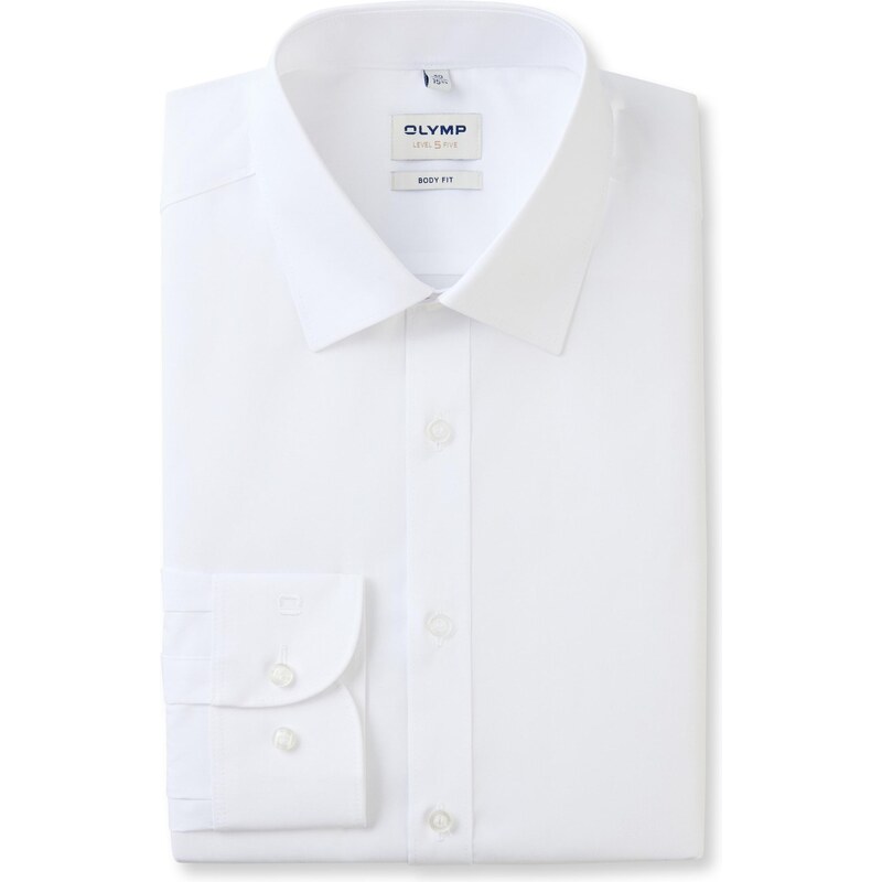 Pánska biela bavlnená Comfort Stretch košeľa OLYMP body fit 48595045