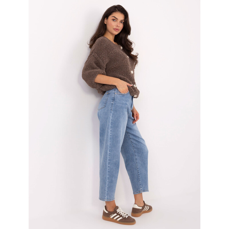 ITALY MODA Hnedý dámsky pletený sveter na gombíky IT-SW-72987.00-dark 66251656