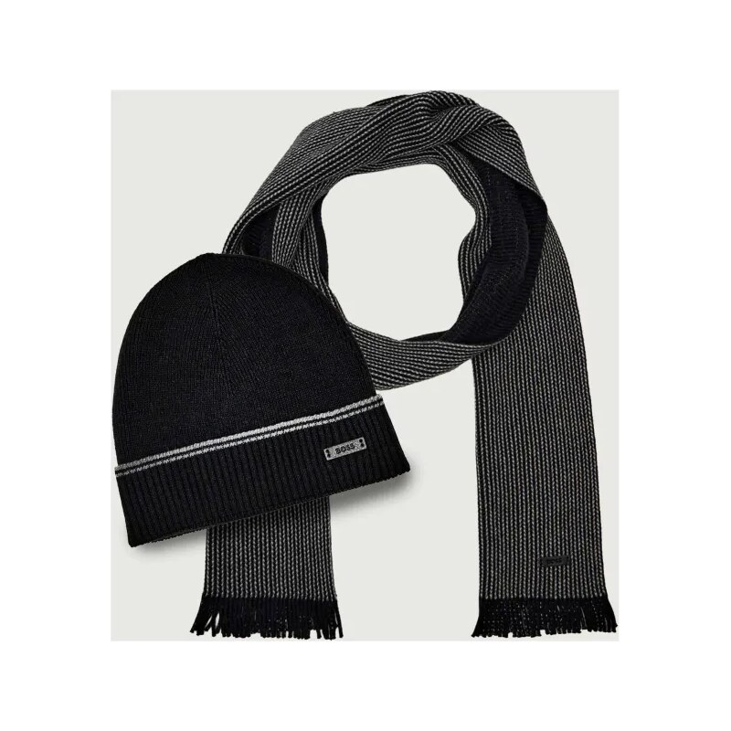 BOSS BLACK Šál + čiapka Hernesto_SET | s prímesou vlny 66248351