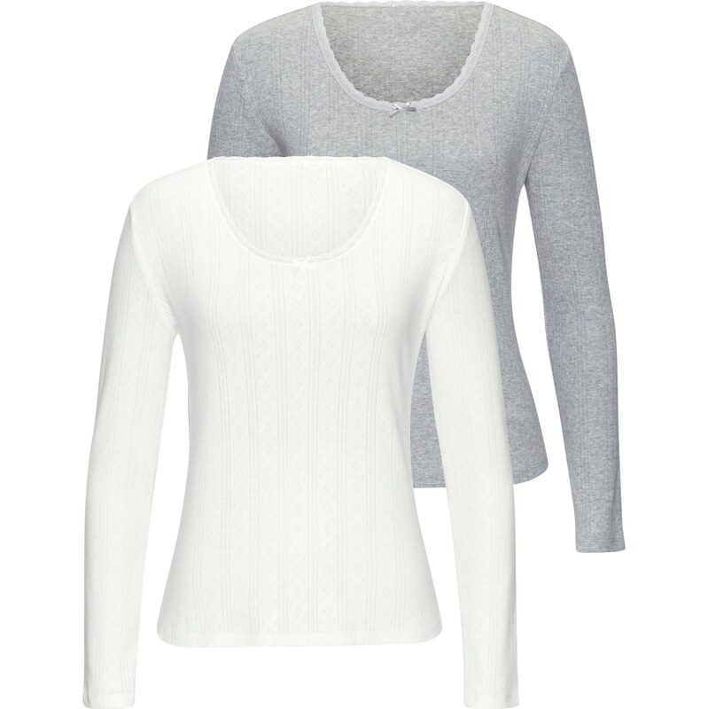 VIVANCE Tričko sivá melírovaná / biela 66257233