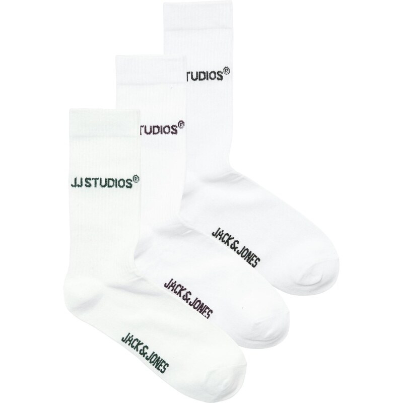 JACK & JONES Ponožky JACSOHO tmavozelená / čierna / biela / vaječná 66257327