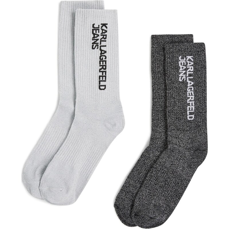 KARL LAGERFELD JEANS Ponožky striebornosivá / čierna 66257403