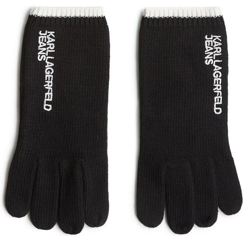 KARL LAGERFELD JEANS Prstové rukavice čierna / biela / prírodná biela 66257402