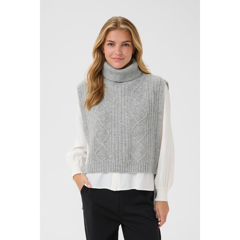 Cream Pletená vesta Frina sivá melírovaná 66257420