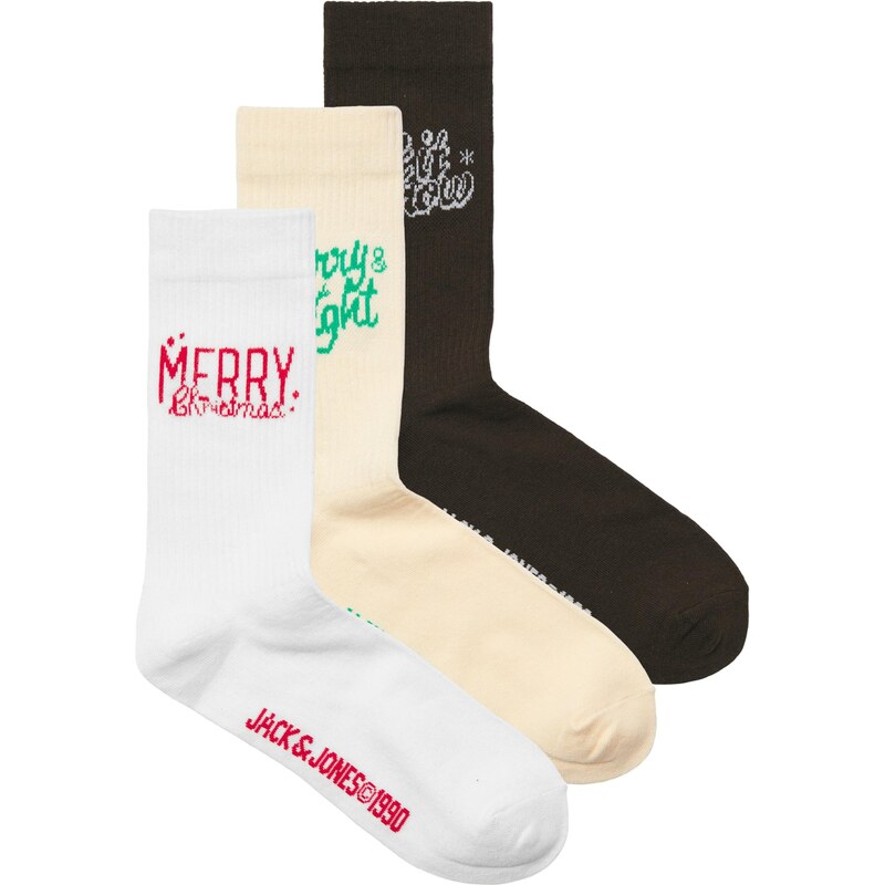 JACK & JONES Ponožky JACMERRY krémová / vínovo červená / čierna / 66257555