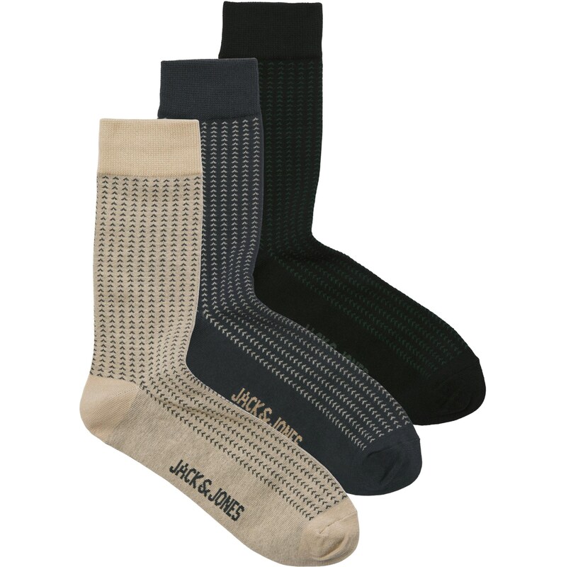 JACK & JONES Ponožky JACTRENT piesková / tmavosivá / tmavozelená / 66257563