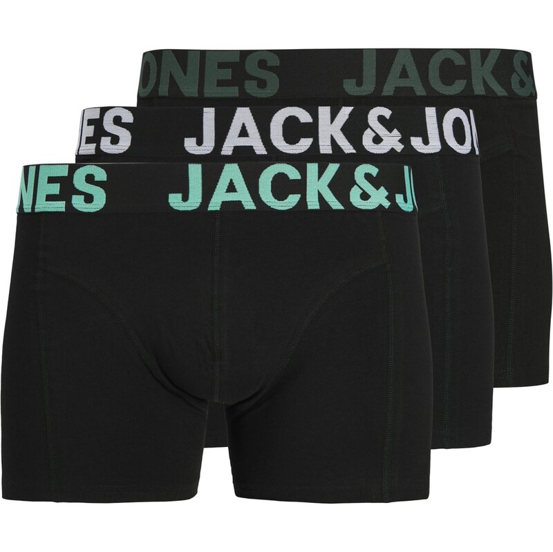 JACK & JONES Boxerky JACELIAS tmavozelená / čierna / biela 66257576