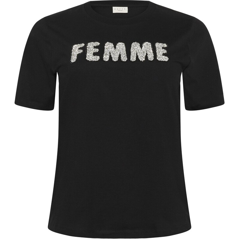 KAFFE CURVE Tričko Ariana béžová / čierna 66257602